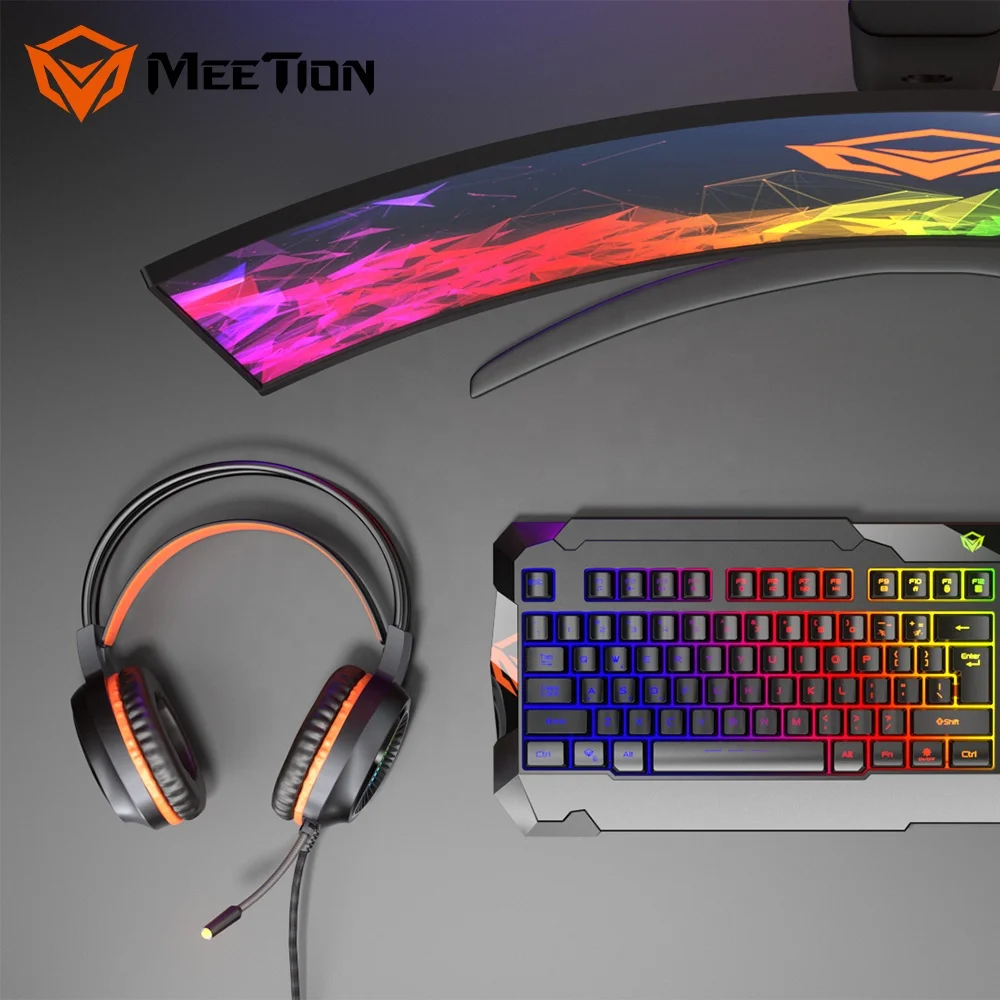 MeeTion C505 Wired Rgb Led Mouse Keyboard Headset Mice Bundle Set Combos  Headphones Gaming Keyboard Mouse and Mouse Pad