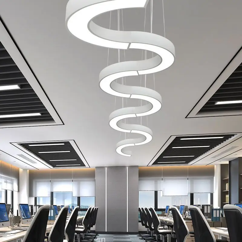 Suspension LED au design semi-circulaire, indice de protection IP20, adaptée aux bureaux, studios, salles de sport, halls d'accueil, salles d'exposition, supermarchés et centres commerciaux