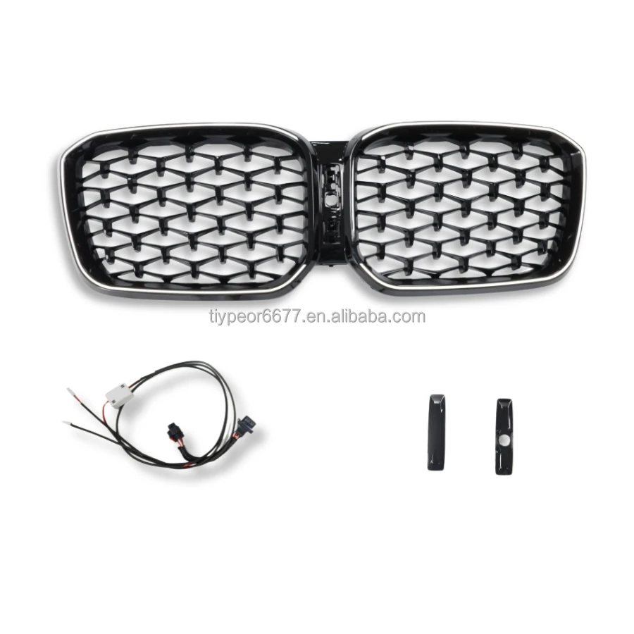product tiypeor replacement grille for bmw 2022   2024 x3 g08 lci front bumper kidney grille sport style racing grills with led light-2