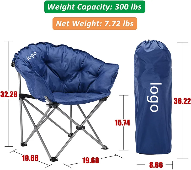 Woqi Outdoor Camping Moon Chair Folding Chair with Cup Holder and Back Pocket Supports up to 150 KG for Parks
