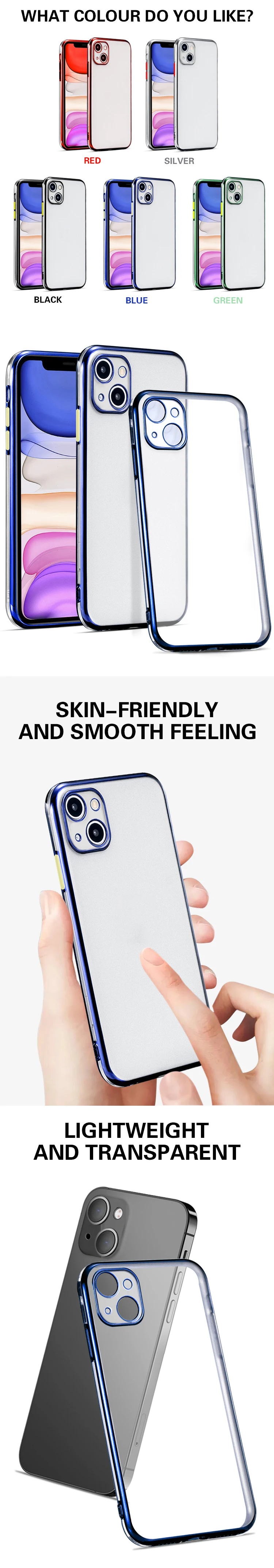 New Design Electroplating Soft Lens protection pore Tpu Phone Case For Iphone 12 12 pro max Gold Plated Transparent phone Cover