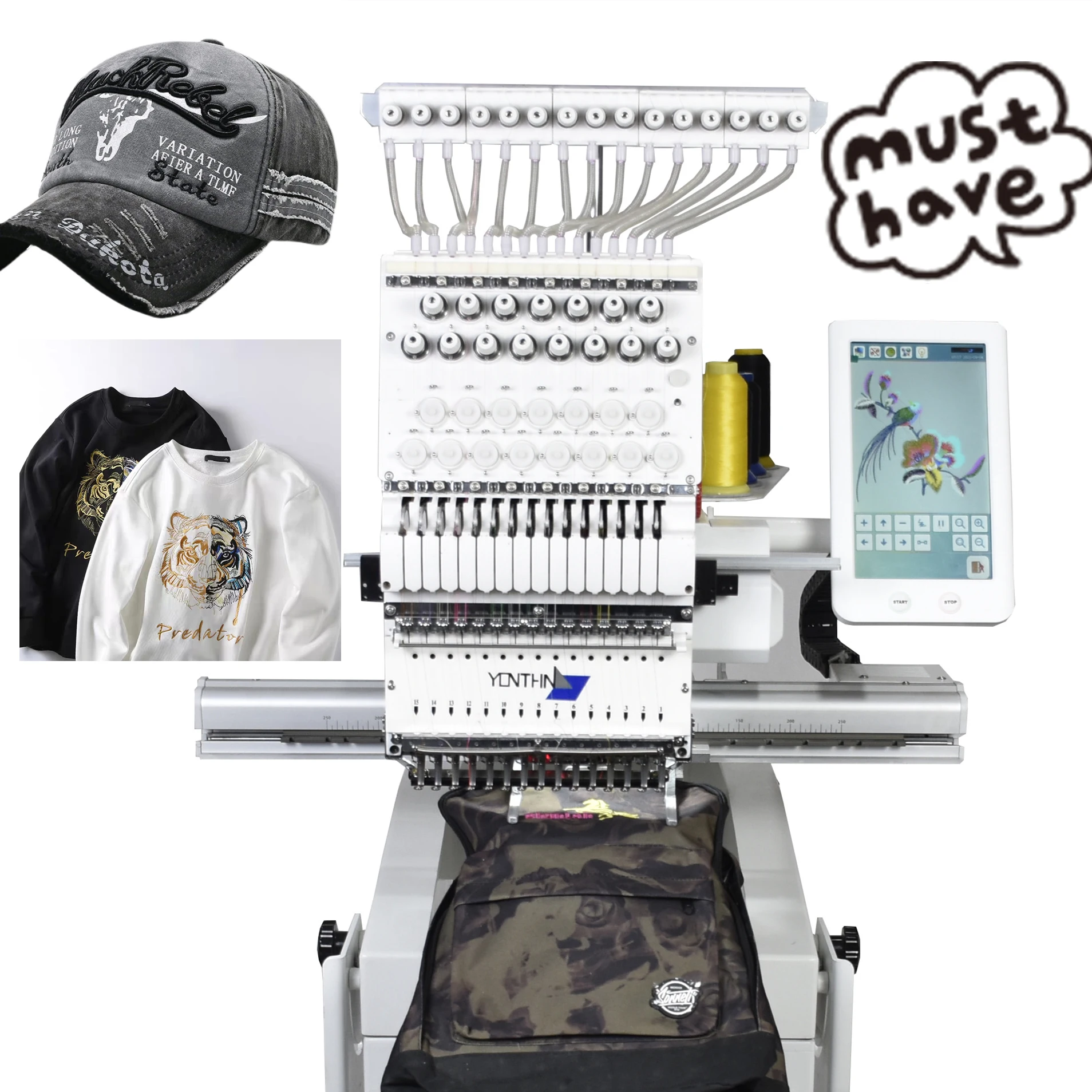 Recommend Yonthin Commercial Automatic Small Computerized Hat Embroidery Machine for 1 Head Home Sale