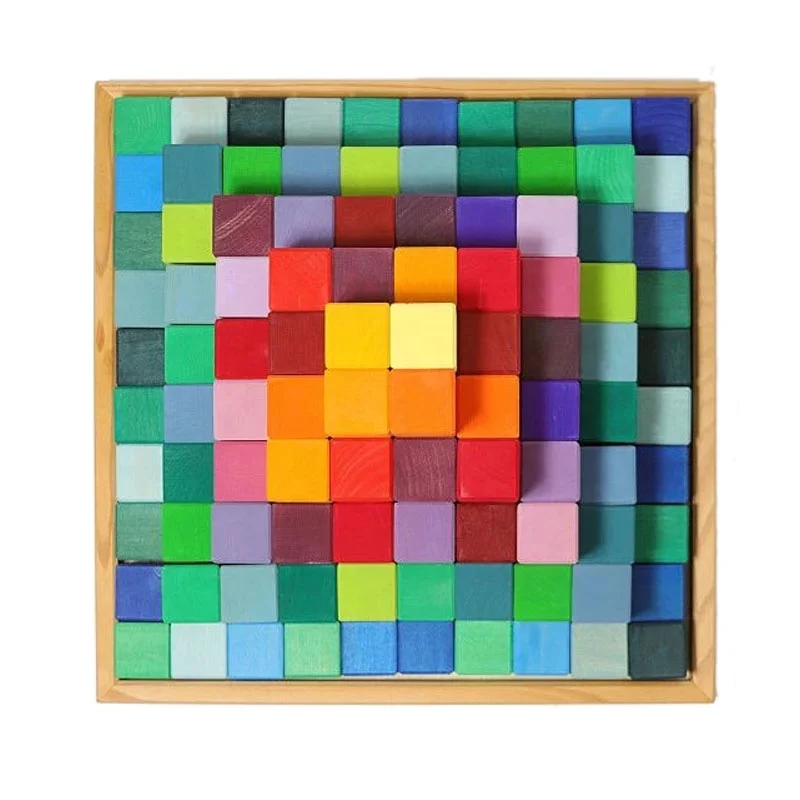 Nesting Puzzle Wooden Building Blocks Stacker Large Stepped Pyramid 4 cm Thick Building Sets-777032