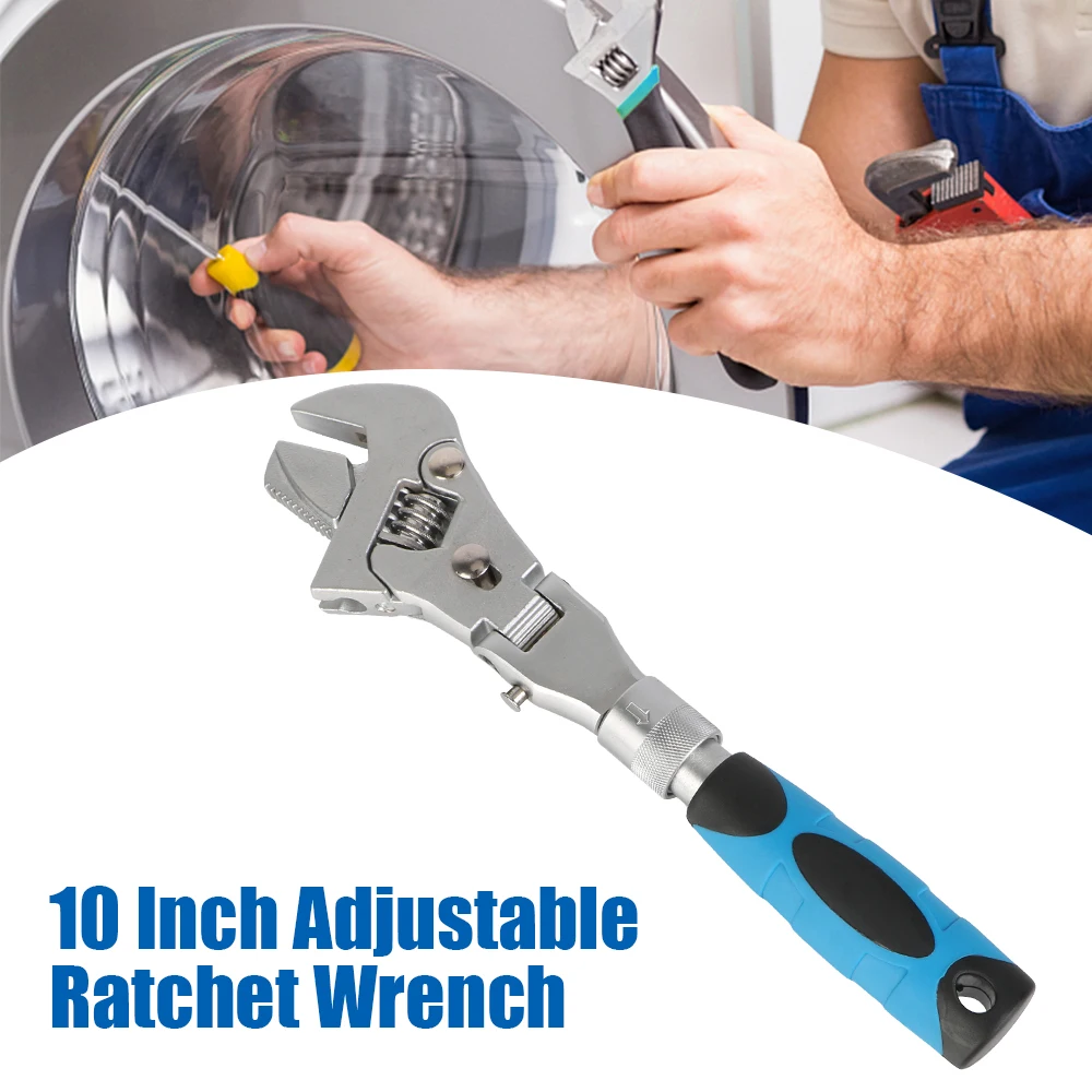 Flexible 10 Inches Chrome Vanadium Steel Metric Ratchet Wrench Handtools