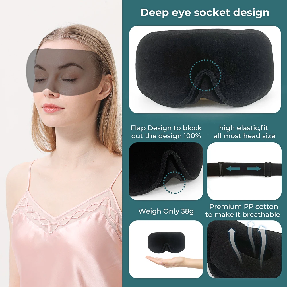 3d Sleep Mask With Logo Blindfold 100% Cotton Velvet Super Soft Block 