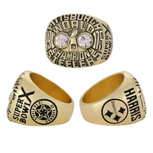 Custom NFL 1975 Pittsburgh Steelers Championship Ring Euro-American Alloy Diamond Ring for Men Custom Wooden Box