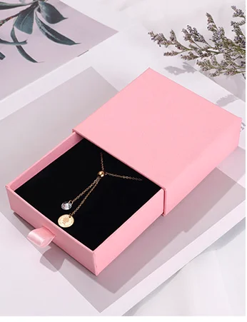 Cotton Filled Cardboard Paper Jewelry Box Gold Necklace Box Gift ...