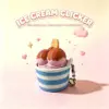Blue striped cup, pink, chocolate
