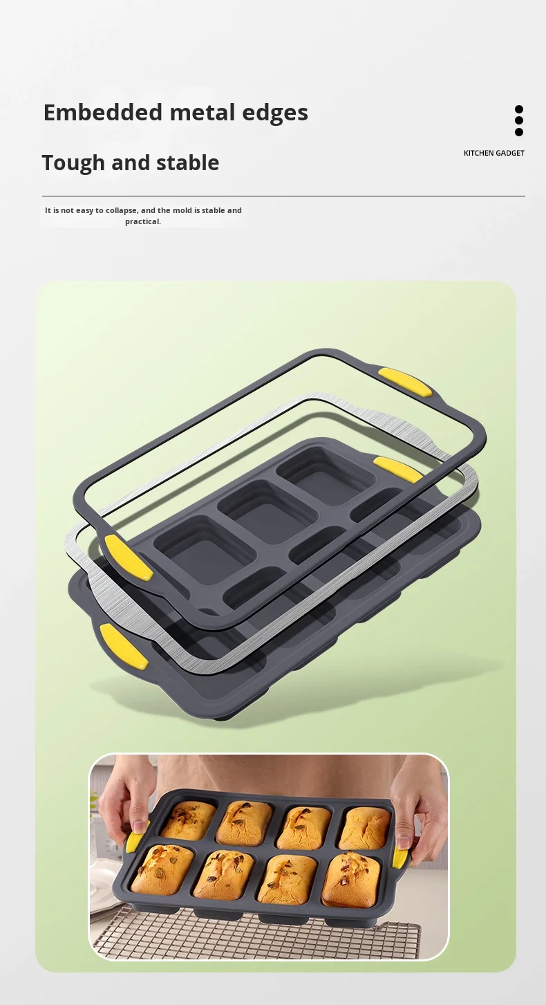 Silicone Reusable Heat Resistant Muffin Cup Mold with Frame Square Cake Baking Oven Mold Pudding Jelly Mold supplier