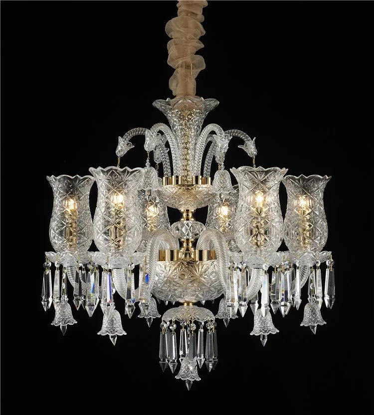 Meerosee Clear Crystal Chandelier Light Classic Crystal Pendant Lighting Baroque Crystal Pendant Light for Hotel  Villa MD87121