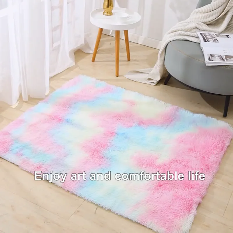 Fluffy Carpet Faux Fur Rabbit Fur Rug Plush Soft Bedside Rug Mat For