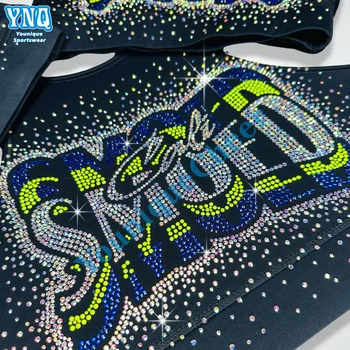 Good Quality Cheerleading Hotfix Custom Rhinestone Heat Transfer Design Iron on T-shirt