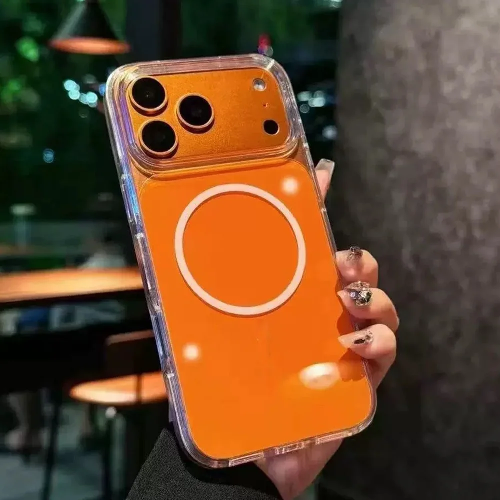 product laudtec oem clear crystal acrylic transparent colorful magnetic mobile case for apple 15 16 17 pro max-6