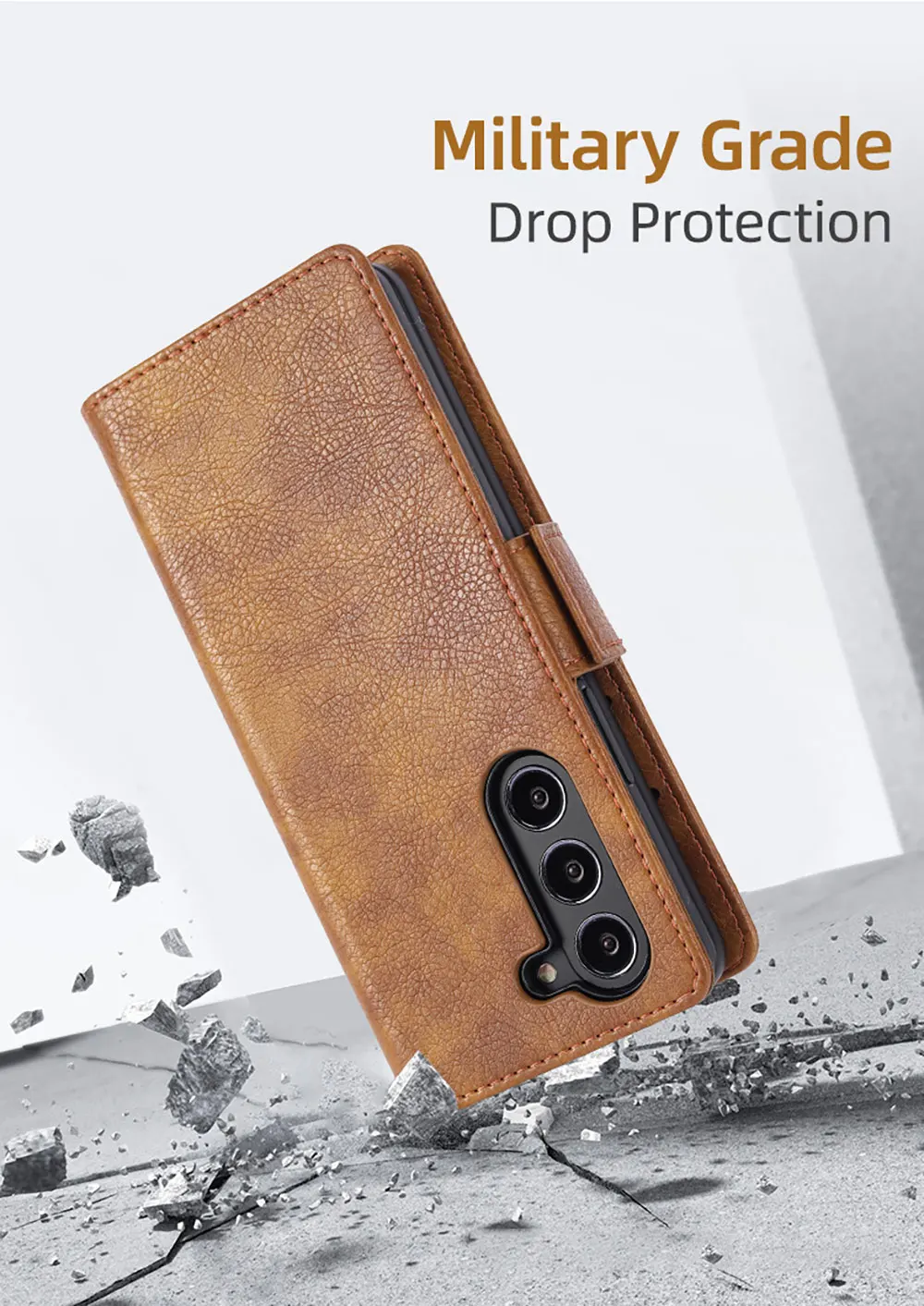 product laudtec with wallet card slot stand phone cases for samsung z fold 7 6 leather shockproof business back cover customized sjk1061-6