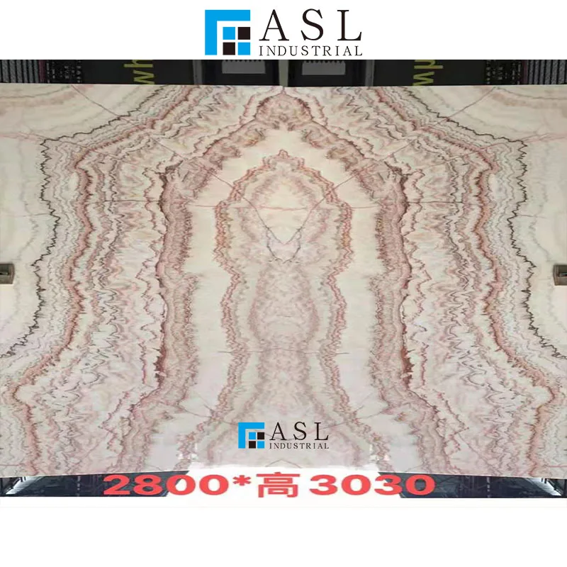 Natural beige brown veins Chinese onyx stone slab wooden jade bookmatch marble slab