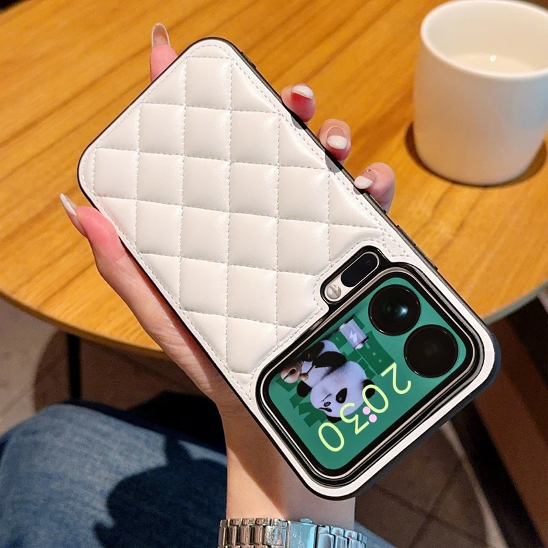 Fashion 3D Grid Soft PU Surface Hard Phone Case for Xiaomi 15 17 Pro Max High Quality Rhombus Cover for Xiaomi 13 14 15 Ultra