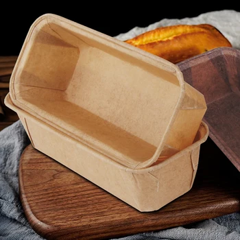 Disposable Paper Baking Loft Mold Bakery Pastry Rectangle Muffin Cups Square Shape Paper Loaf Pan