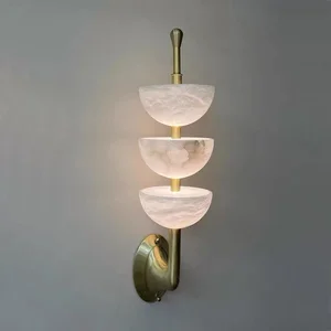 Spanish Marble Copper Wall Lamp Nordic Modern Light Luxury Restaurant Bedroom Bedside French Living Room Background Wall Lamp