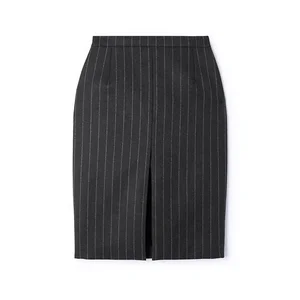 Clothing Manufacturer Custom Spring Summer Black High Waist Pinstripe Elegant Casual Women Office Skirt