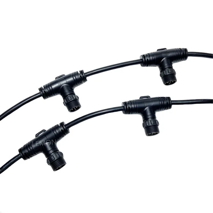 T Type Outdoor Landscape Light Power 2 Pin Male Female Ip67 T Connector Waterproof Cable Connector