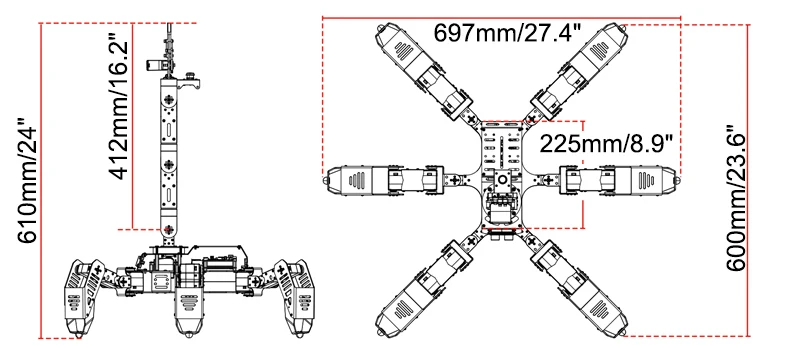 SpiderPi Pro Hexapod Robot Smart Robot with AI Robotic Arm Powered by Board for Raspberry Pi 4B 4GB