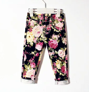 Sales girl's cotton GirlsFloral Pants &Trousers .boutique little girl 2021year style PP Pants.Baby Kids Demin Jeans