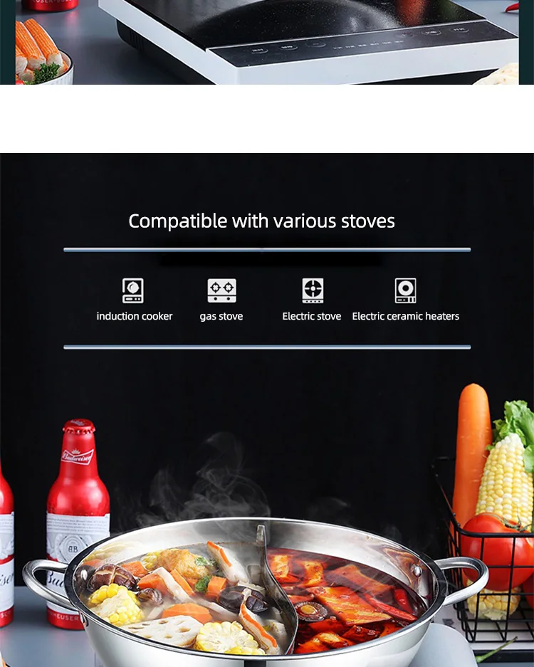 Good Quality Hot Pot Pot Multiuser Hotpot 201 Stainless Steel Shabu