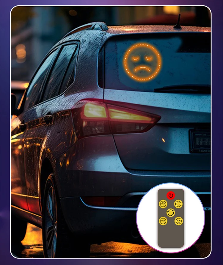 Funny Car Emoticon Light With Smile On Rear Window Expression Multi