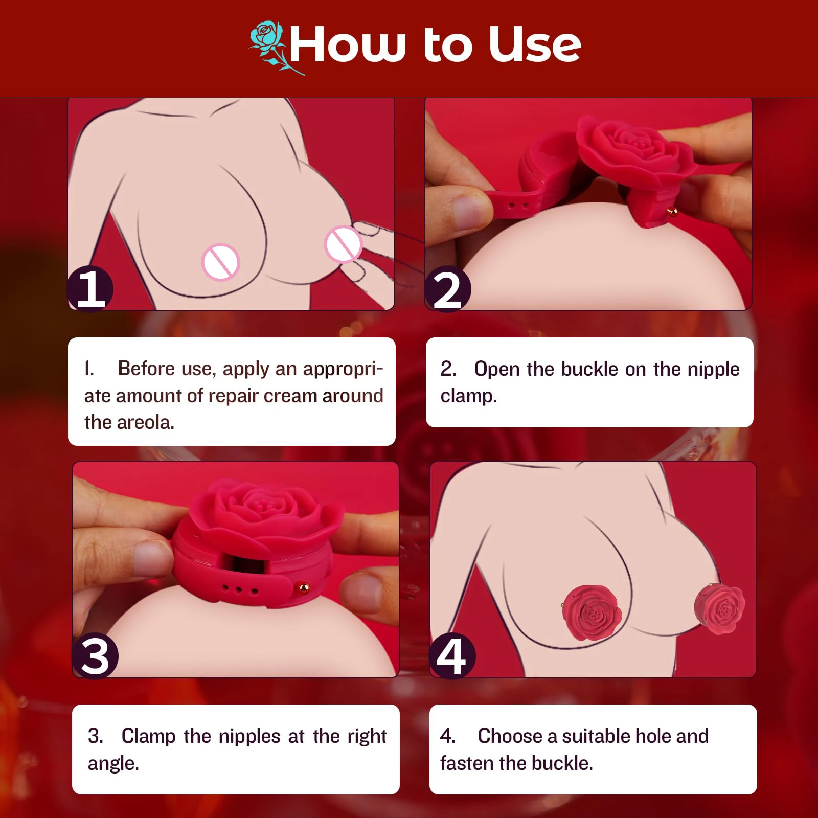 Remote Control Silicone Vibrating Nipple Clamps Female BDSM Sex Toys Mini Invisible Adjustable Women Nipple Clamps Rose Vibrator