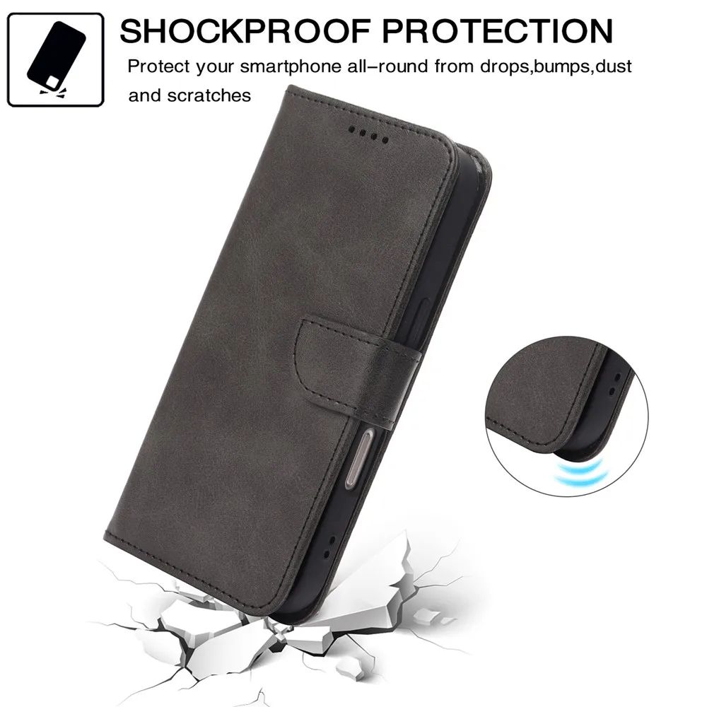 product calf texture leather wallet case for samsung galaxy a17 5g magnetic flip cover with stand  card pockets-4