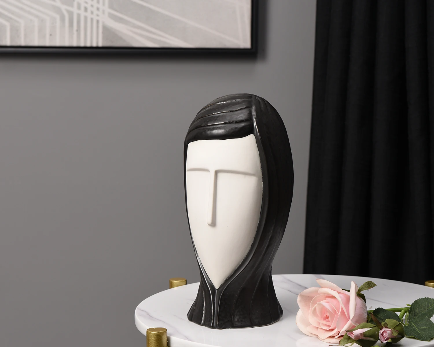 Modern Multiple Colour Style Interior Man Stoneware Head Sculpture