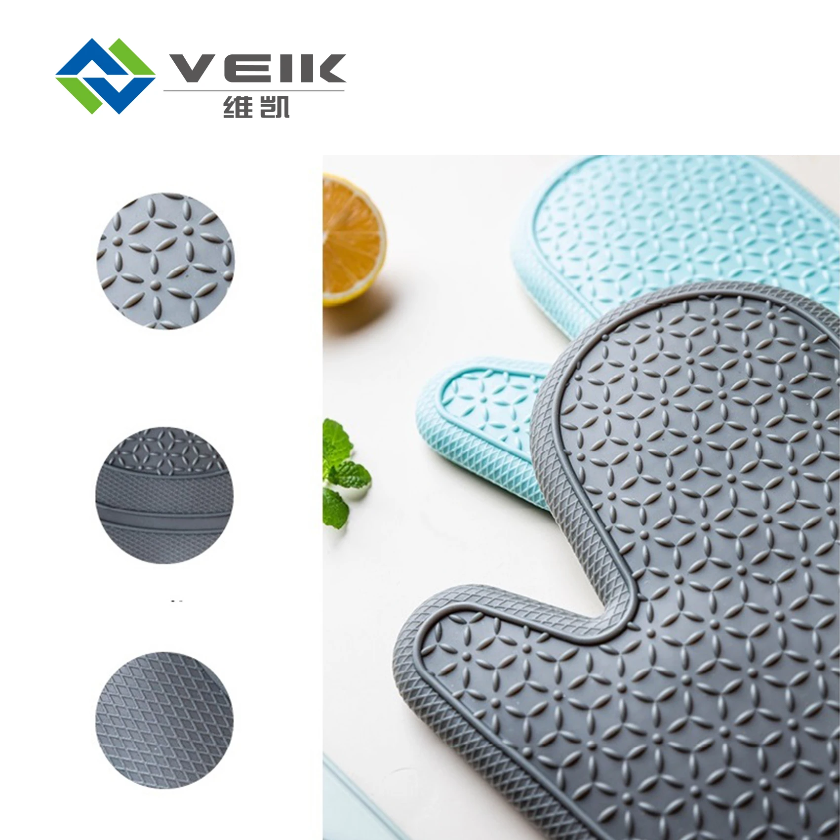 Heat Resistant Oven Usage Kitchen Silicone Glove with Cotton Lining Inside