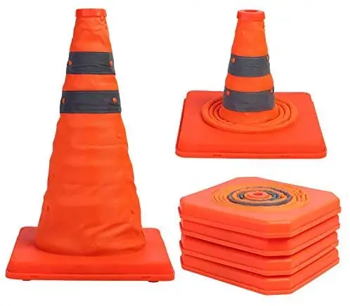 Collapsible Traffic Cones PVC Safety Road Parking Cones Fluorescent Orange Pop up Emergency Reflective Safety Cones
