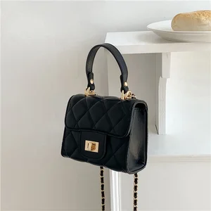 2026 New Design Small Shoulder Bag Mini PU Leather Handbag Metal Chain Square Women Luxury Crossbody Bag