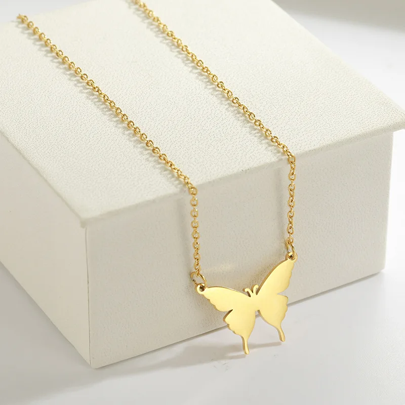 18k Gold Plated Stainless Steel Waterproof Butterfly Necklace