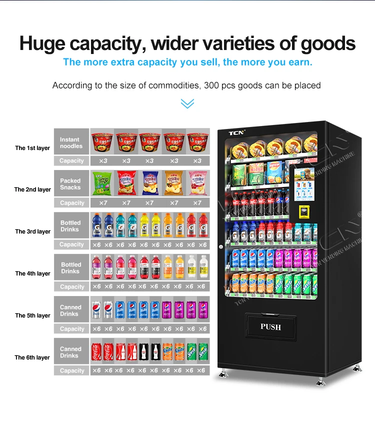 TCN Snack Vending Machine Small Business Machine Ideas Slim Cashless Vending Machine With QR Code for Southeast Asia
