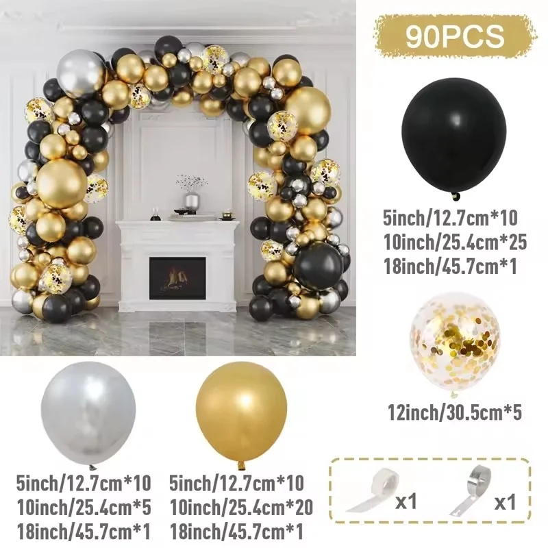 Wholesale Custom Black Gold Balloon Set Holiday Party Birthday Wedding Decoration Balloon Garland Arch Halloween Mother's Day