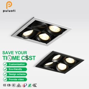 PULUOTI 253mm*253mm*146mm Recessed LED Spotlight Replaceable AR80 COB Bulb 48W 72W Ceiling Spot Lights AC110 220V