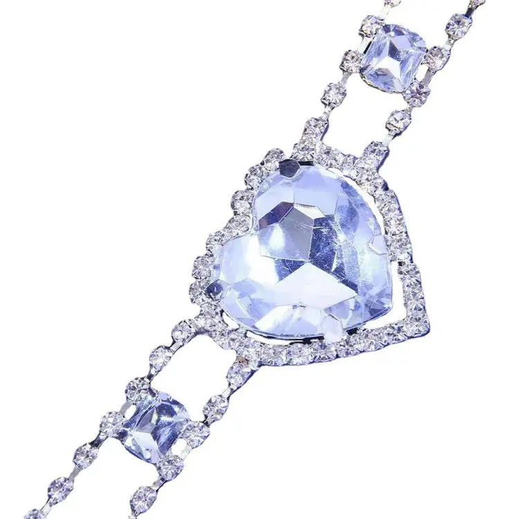 Luxury Chunky Diamond Rhinestone Chain Blue Heart Waist Chain Body Jewelry