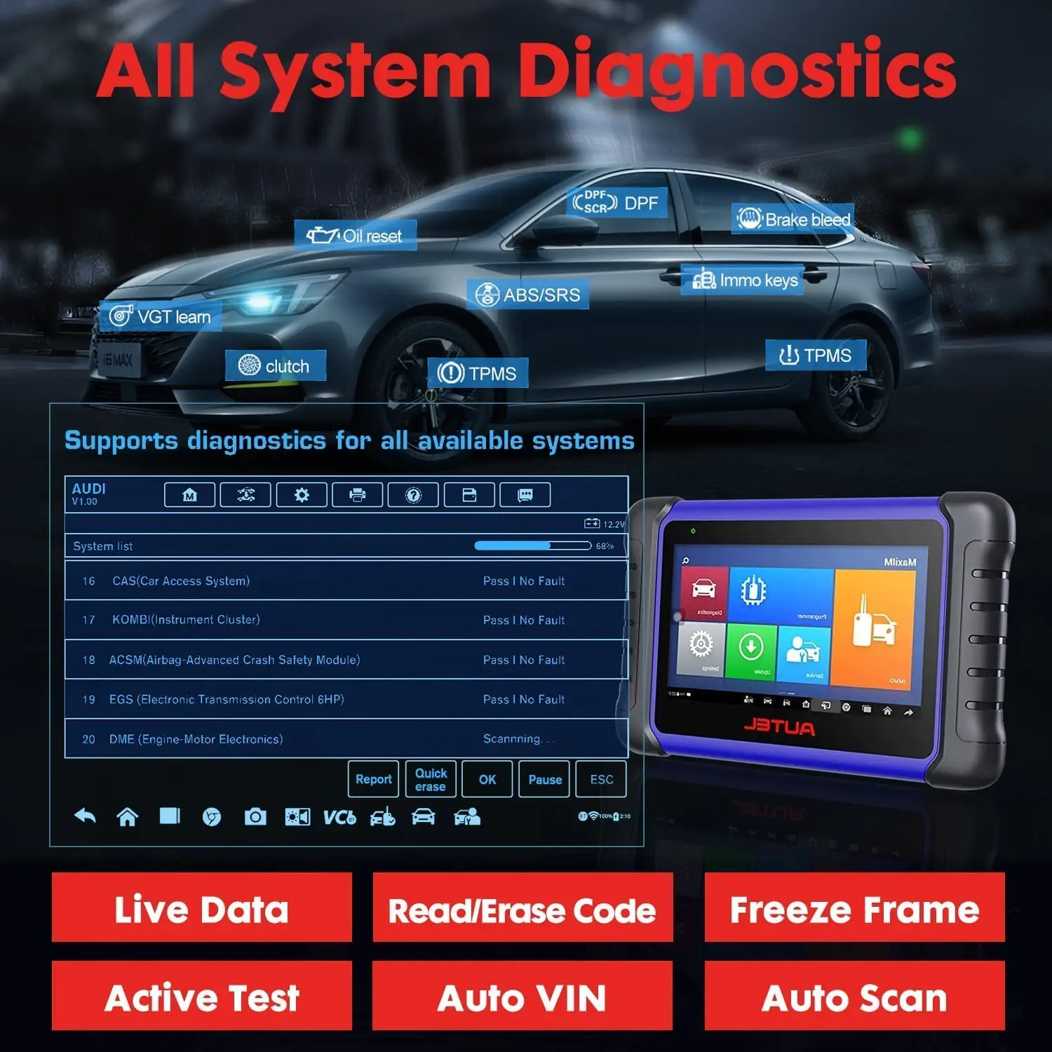 Autel Maxi Im508 MaxiIM Key Programmer for All Keys Lost IMMO ECU Coding Key Rprogramming for All Asian Car Auto Diagnostic Tool