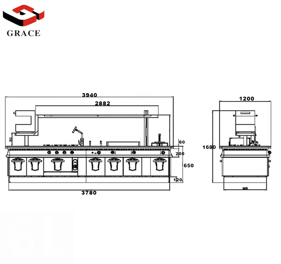 Luxury Midisland Combination Catering Equipment Stainless Steel