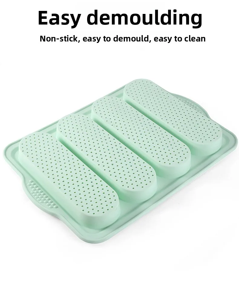 Silicone 4-Slot Baguette Cake Mold Non-Stick Rectangle Baking Pan for French Bread DIY Oven Tool supplier