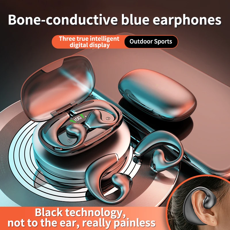 Jr02 Ear Clip Air Conduction Earbuds Ear Hook Wireless Outdoor Sports Tws Earphones Open Ear Headphones