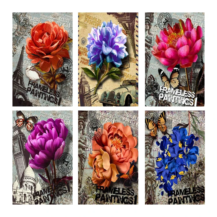 Flower Landscape Art Square Round 5D Flower Diamond Painting