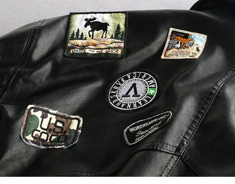 Men's Embroidered Leather Jacket Loose Casual Winter Style_voghion.com