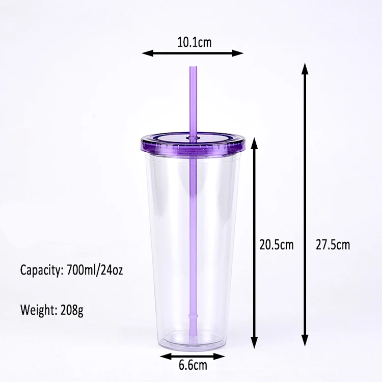 Reusable Plastic Cups with Lids and Straws Personalized Clear