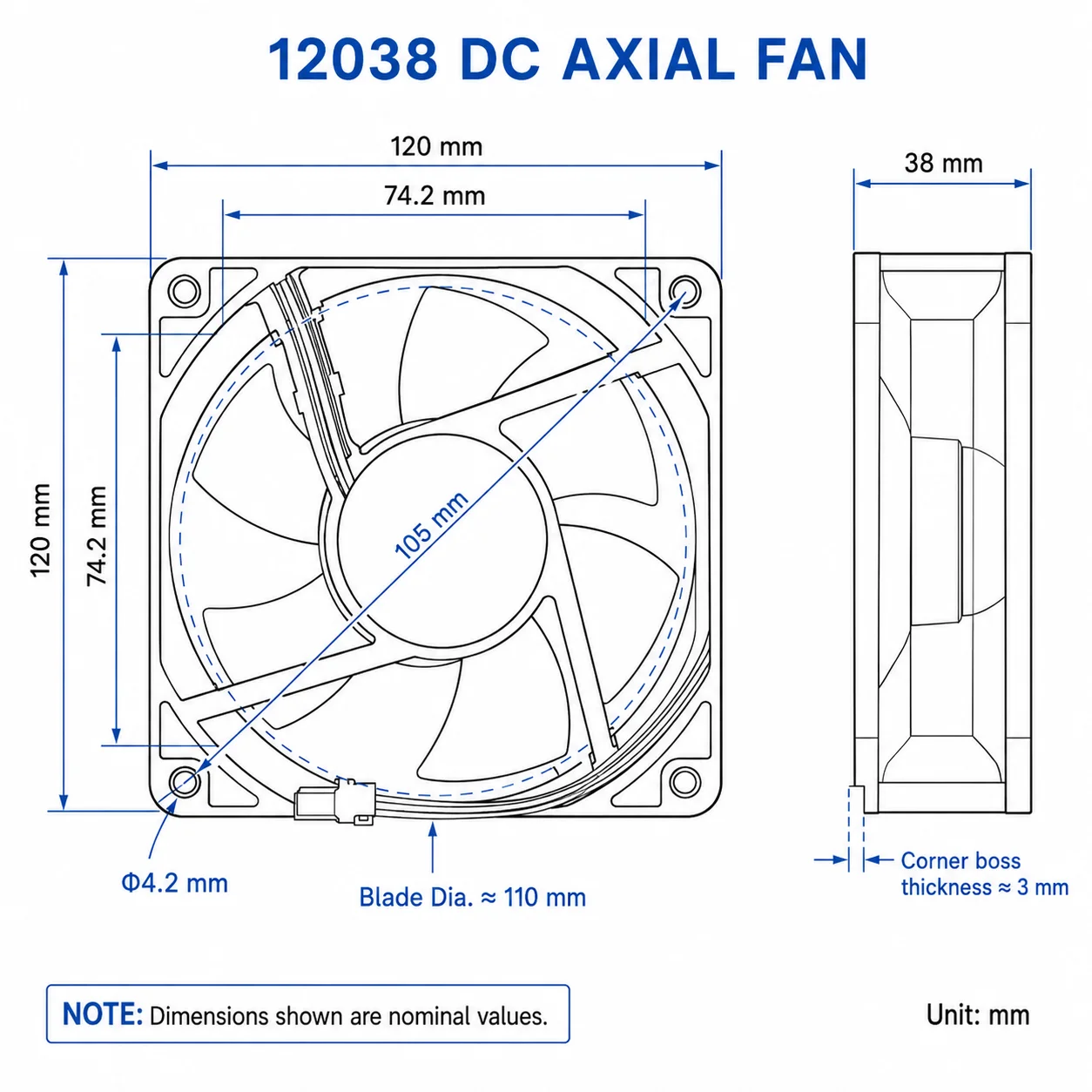 Axial Flow Fan, AVC, DATA1238B8H, 48V, 0.33A - detail 8