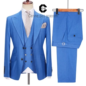 Cenne Des Graoom Three Pieces of Vertical Stripe Men's Formal Business Suit
