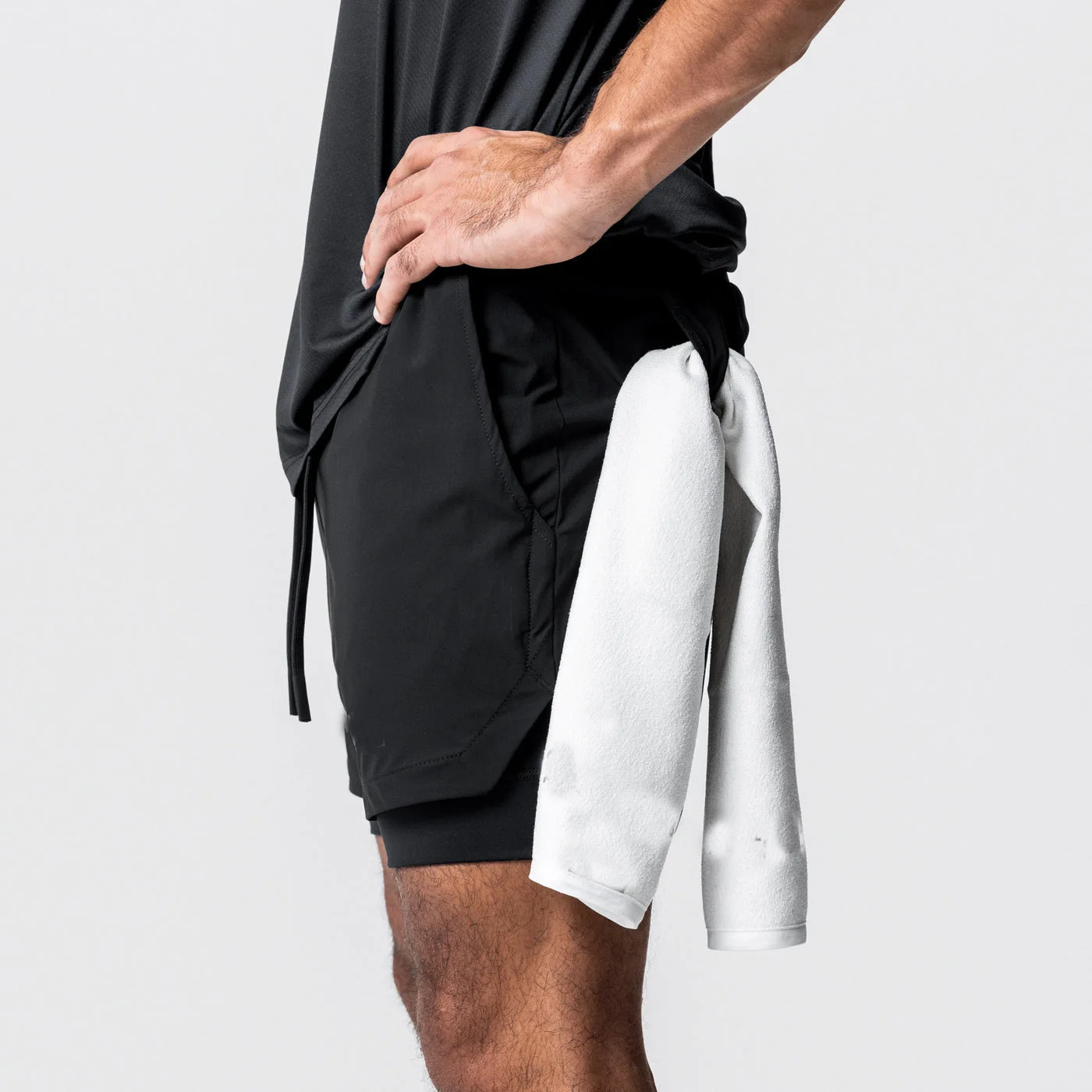 Running Breathable Men 2 in 1 Layers Sports Track Workout Gym Shorts With Pockets