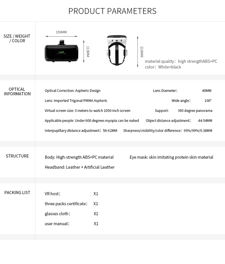 Shinecon VR-casco de realidad Virtual para teléfono inteligente, gafas 3D para Smartphone, auriculares, binoculares para videojuegos con lente